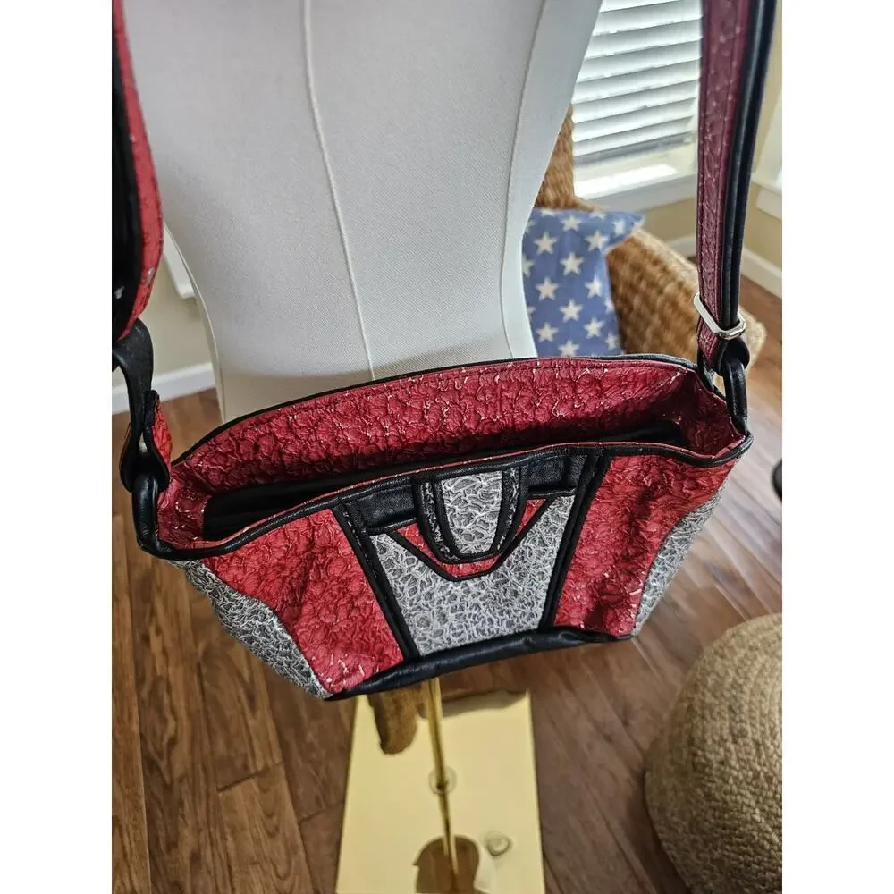 D’Onofrio Leather Designs Handcrafted Shoulder Bag‎ Black Red USA